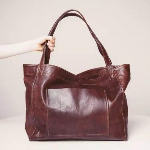 main image2NEW Oil Wax PU Leather Tote Bags for Women s Handbag Luxury High Capacity Lady Hand