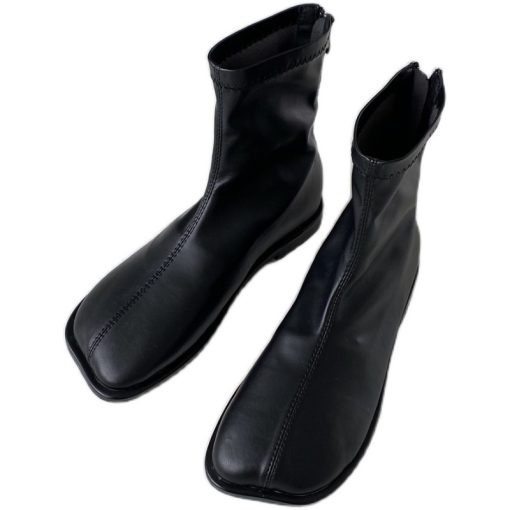 main image2Rock Shoes Woman Autumn Boots Flat Heel Zipper Boots Women Ladies Ankle Leather Rubber Low 2021
