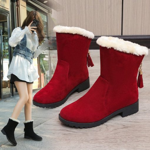 main image2Sneakers women boots 2021 solid velvet warm non slip ankle boots women shoes winter snow boots