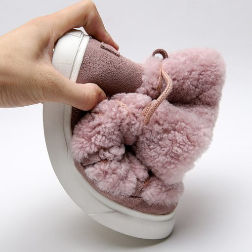 main image2Taoffen Size 34 42 Women Snow Boots Plush Fur Real Leather Shoes Warm Winter Ankle Boots