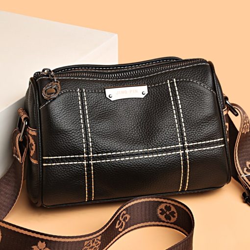 main image2Women Genuine Leather Handbags Luxury Designer 3 Layers Cow Leather Shoulder Crossbody Bags Ladies Large Capacity