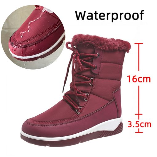 main image2Women s Thicken Plush Waterproof Snow Boots Platform Warm Fur Ankle Boots Woman Winter 2022 Casual