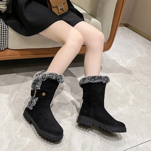 main image3Ankle Boots Women Chelsea Boots Fur Winter Shoes 2022 Luxury Designer Suede Warm Short Plush Snow