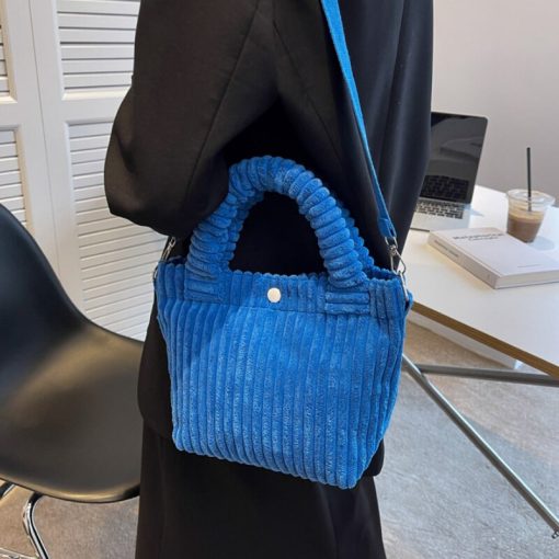 main image3Fashion Corduroy Women s Bag 2022 Trend New Handbags Niche Versatile Bucket Shoulder Bags Female Nylon