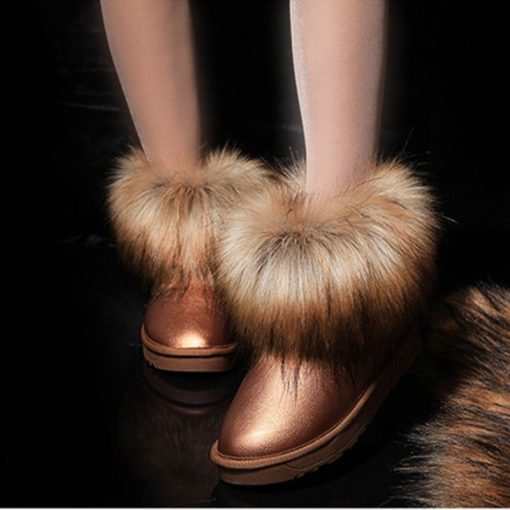 main image3Genuine Leather Woman Ankle boots 2021 New Winter Women shoe Flats Real Fox fur Warm Female