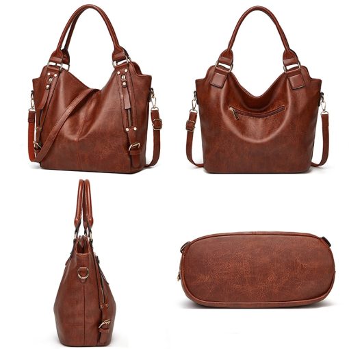 main image3High Quality Big Capacity Women Handbag Luxury Women Bag Side Pockets Design Hand Bag PU Leather