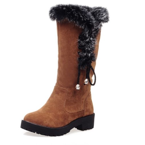 main image3Karinkuna Big Size 34 43 New Fashion Ladies Winter Faux Fur Snow Boots Fashion Chunky Heels