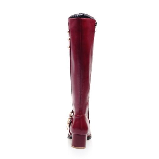 main image3NEW Winter Women Shoes Long Knee High Boots Round Toe Big Size Med Square Heels Zipper