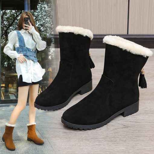 main image3Sneakers women boots 2021 solid velvet warm non slip ankle boots women shoes winter snow boots
