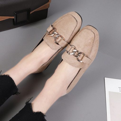 main image3Spring Fashion Flat Shoes Women Quality Metal Slip on Loafer Shoes Ladies Flats Mocassins Big Size