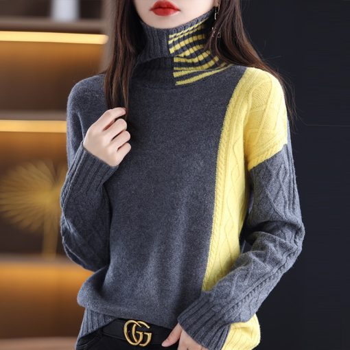 main image3Winter Women s Sweaters Fashion Casual Long Sleeve Turtleneck Thick Female Pullover 100 Wool Knit Tops