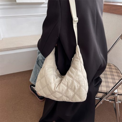 main image3Women Bag Nylon Brand Quilted Padded Short Handle Totes Luxury Big Handbags Lady Soft Shoulder Satchels 1