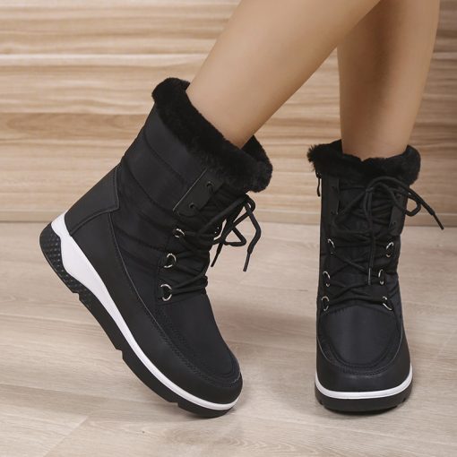 main image3Women s Thicken Plush Waterproof Snow Boots Platform Warm Fur Ankle Boots Woman Winter 2022 Casual