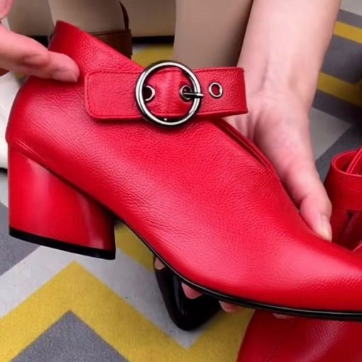 main image42022 Summer New Solid Color All match High heeled Shoes Women s Buckle Soft faced Pointed