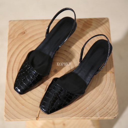 main image42023 Sexy Pointed Toe Ankle Straps Women Summer Leather Sandal Warp Matching Sandal Elegant Slingbacks Shoes