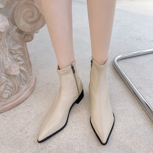 main image4Boots 2021 chunky heeled women fashion boots web celebrity matching medium heel slim Chelsea ankle boots