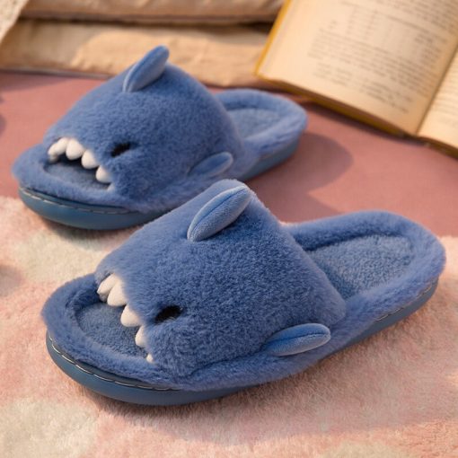 main image4Comwarm Autumn And Winter Cartoon Shark Wool Slippers For Women Soft Home Men s Indoor Household