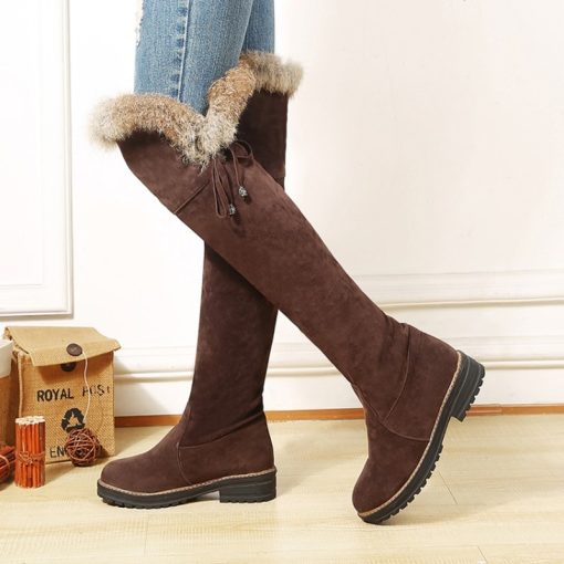 main image4Hot Warm Snow Boots Women 2022 Winter Shoes Over Knee High Boot Ladies Fashion Low Heels