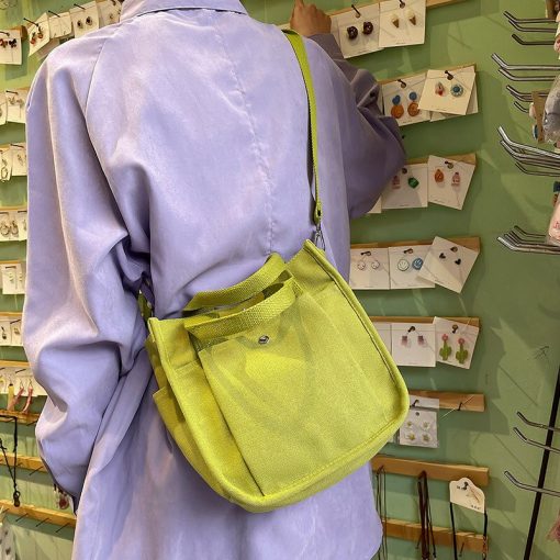 main image4Hylhexyr Fashion Handbag Female Canvas Casual Tote Student Shoulder Bag Solid Color Messenger Bags Magnetic Buckle