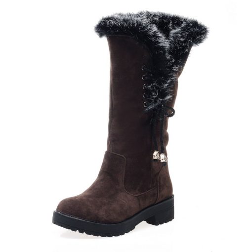 main image4Karinkuna Big Size 34 43 New Fashion Ladies Winter Faux Fur Snow Boots Fashion Chunky Heels