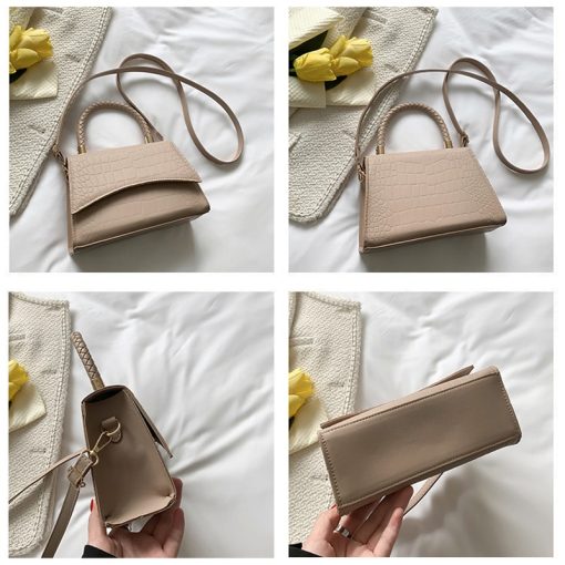 main image4Solid Pu Leather Shoulder Bag Fashion Designer Handbags Top Handle Bags For Women Casual Crossbody Bags