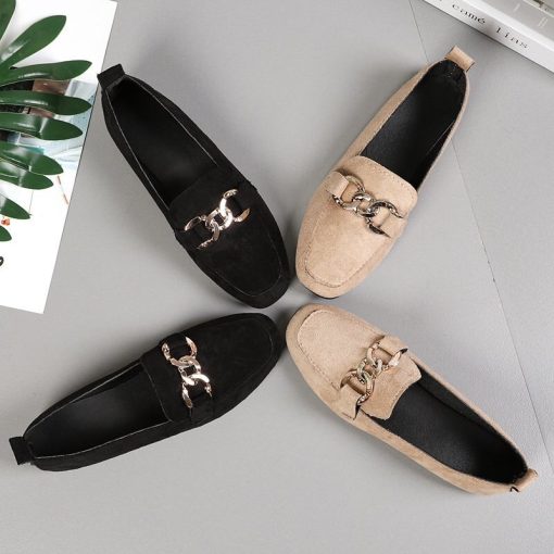 main image4Spring Fashion Flat Shoes Women Quality Metal Slip on Loafer Shoes Ladies Flats Mocassins Big Size