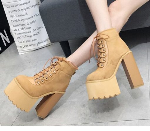 main image4Wholesale Black Ladies Boots Heel Spring Women Autumn Shoes Outerwear Round Toe Ankle Boots for Women