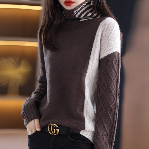 main image4Winter Women s Sweaters Fashion Casual Long Sleeve Turtleneck Thick Female Pullover 100 Wool Knit Tops