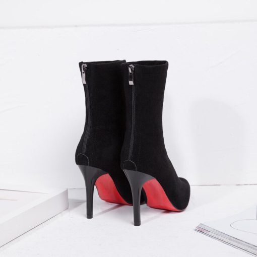 main image4Women Sock Boots Pointed Toe Elastic High Slip On Heel Ankle Pumps Stiletto Botas Zapatos De