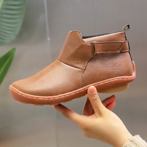 main image4Women s Boots Retro Rome Slip on Flat Casual Shoes Fashion Plus Size Ankle Boots Solid