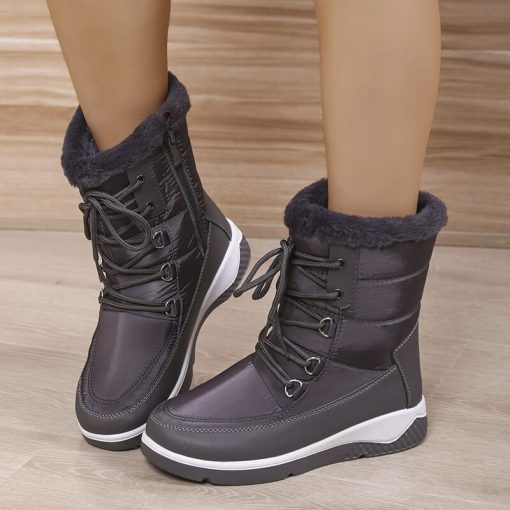 main image4Women s Thicken Plush Waterproof Snow Boots Platform Warm Fur Ankle Boots Woman Winter 2022 Casual