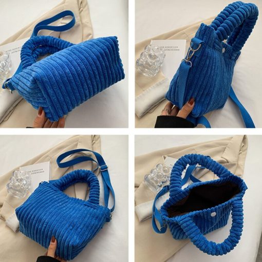 main image5Fashion Corduroy Women s Bag 2022 Trend New Handbags Niche Versatile Bucket Shoulder Bags Female Nylon