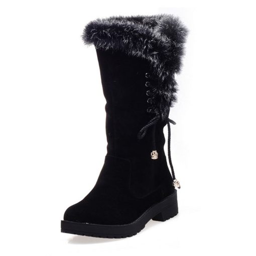 main image5Karinkuna Big Size 34 43 New Fashion Ladies Winter Faux Fur Snow Boots Fashion Chunky Heels