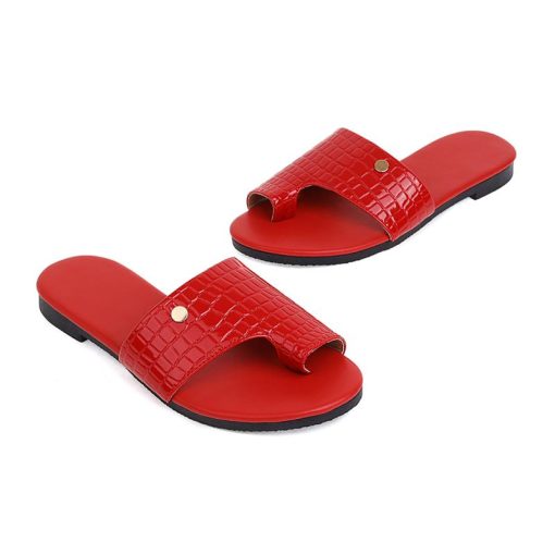 main image5Ladies Slippers Flat Bottomed Red Fashion Trend Female Stone Pattern Simple Flip Flops Fashion Summer New