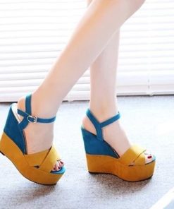 main image5New Women Wedges Sandals Summer Mixed Colors Platform Sandals Women Casual Shoes High Heel Sandalias Mujer