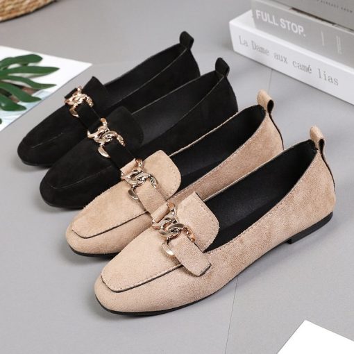 main image5Spring Fashion Flat Shoes Women Quality Metal Slip on Loafer Shoes Ladies Flats Mocassins Big Size