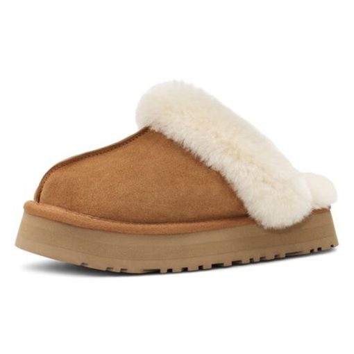 main image5Winter Brand Plush Cotton Slippers Women Flats Shoes 2022 New Fashion Platform Casual Home Suede Fur