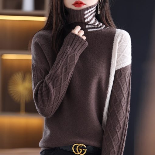 main image5Winter Women s Sweaters Fashion Casual Long Sleeve Turtleneck Thick Female Pullover 100 Wool Knit Tops