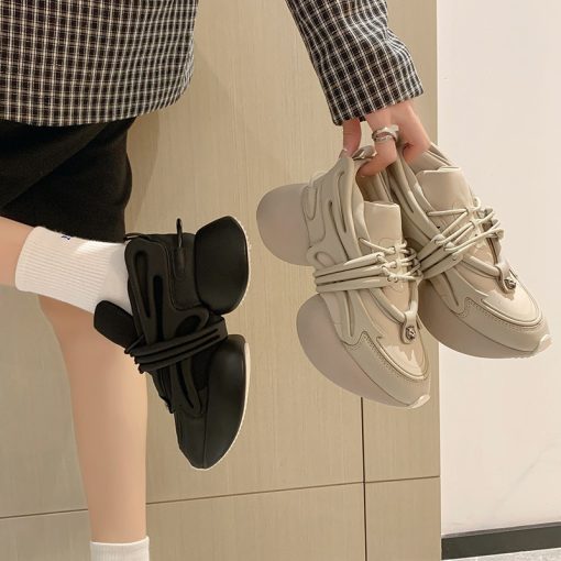 main image5Women Sneakers Genuine leather Platform Sneakers Women Casual Shoes Chunky Sneaker 6CM Increase Designer Thick Sole