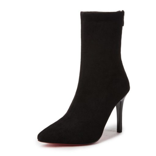 main image5Women Sock Boots Pointed Toe Elastic High Slip On Heel Ankle Pumps Stiletto Botas Zapatos De