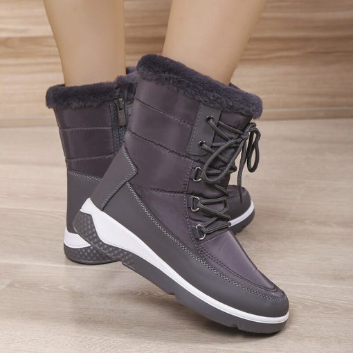 main image5Women s Thicken Plush Waterproof Snow Boots Platform Warm Fur Ankle Boots Woman Winter 2022 Casual
