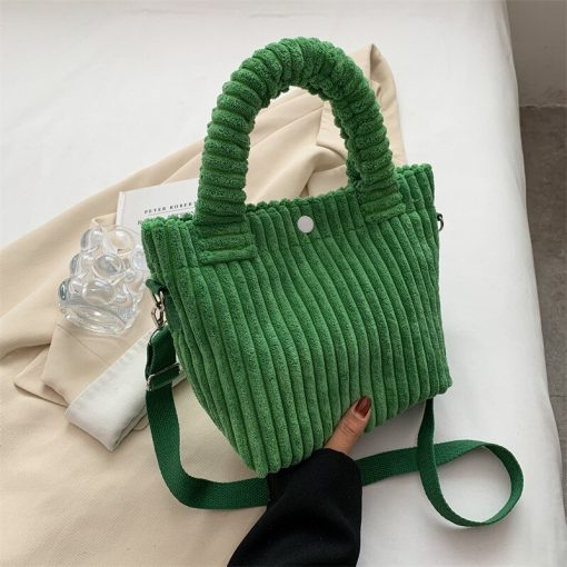 variant image0Fashion Corduroy Women s Bag 2022 Trend New Handbags Niche Versatile Bucket Shoulder Bags Female Nylon