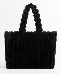 variant image0MABULA Brand Solid Soft Faux Fur Women Tote Handbag 2022 Stylish Pleated Underarm Shoulder Hobo Bag