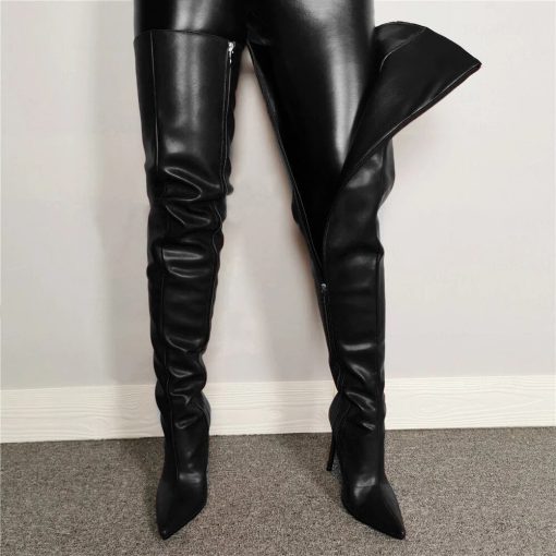 variant image0Sexy Thigh High Boots Shoes For Women High Heels Over The Knee Side Zipper Plus Size