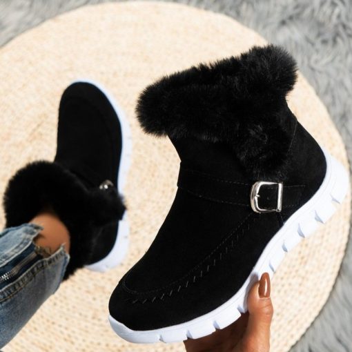variant image0Winter Women Fur Warm Chelsea Snow Boots Casual Shoes New Short Plush Suede Ankle Boots Flats