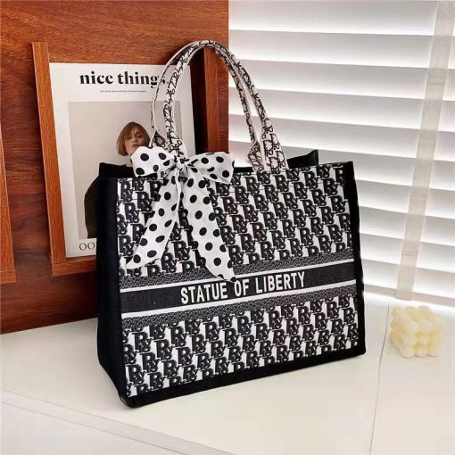 variant image1Fashion Print Women s Tote Shoulder Bag 2022 New Trend Large Capacity Shopping Bag Female Canvas