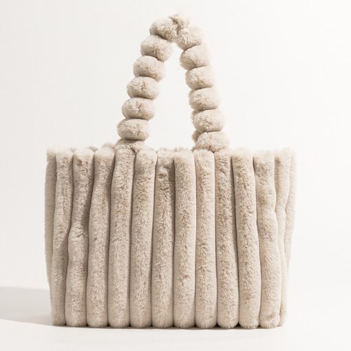 variant image1MABULA Brand Solid Soft Faux Fur Women Tote Handbag 2022 Stylish Pleated Underarm Shoulder Hobo Bag
