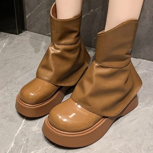 variant image1Modern Ankle Boots For Women Chelsea Booties 2022 Gladiator Fashion Ladies Round Toe Short Zipper Platform