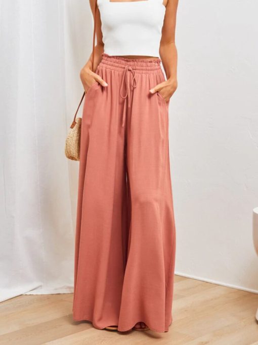 variant image1New Spring Autumn Women s Trousers Fashion Trend Loose Elegant Wide Leg Pants Casual Home Stacked