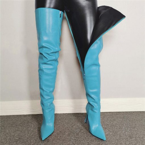 variant image1Sexy Thigh High Boots Shoes For Women High Heels Over The Knee Side Zipper Plus Size
